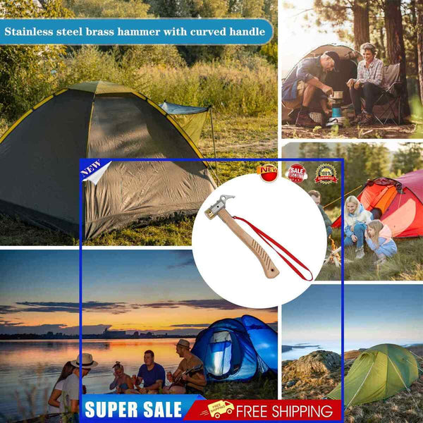 Stainless Steel Copper Hammers with Bent Handle Canopy Pegs Puller Outdoor Tools