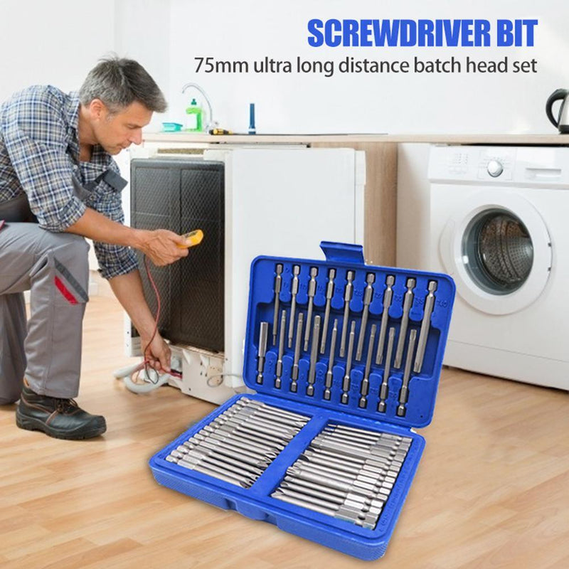 50pcs 75mm Security Screwdriver Bits Torx Hex Slotted Phillips (A)