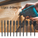 11pcs Drill Bits Set 6-32mm High-carbon Steel Hex Shank Flat Spade Drills Newly