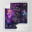 Reversible Flannel To My Daughter Letter Butterfly Purple Sofa Blanket (L) Newly
