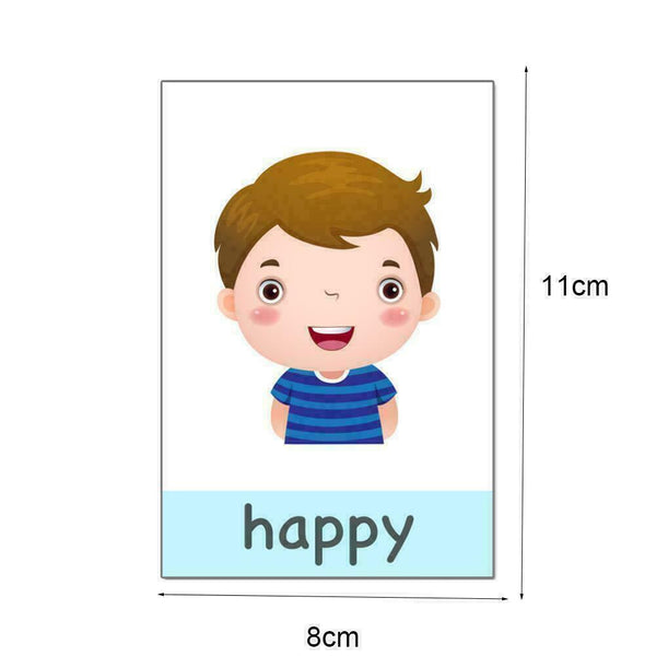 Emotional Words Mood Flash Cards For Kids English Educational Learning 2021 N5S7