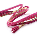 Alloy Serpentine Tassel Bracelet Magnetic Buckle Jewelry Bangle(Pink)