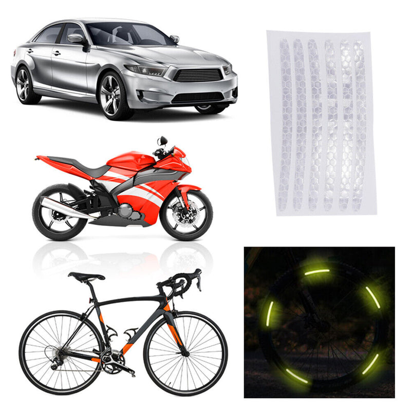 24pcs Reflective Rim Tape Strips Decals Safety Night Driving Wheel Tire Sti