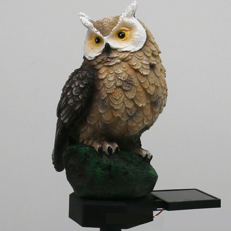 Solar LED Lawn Lights Owl Outdoor Landscape Statue Night Lamp (Dark Brown) Newly