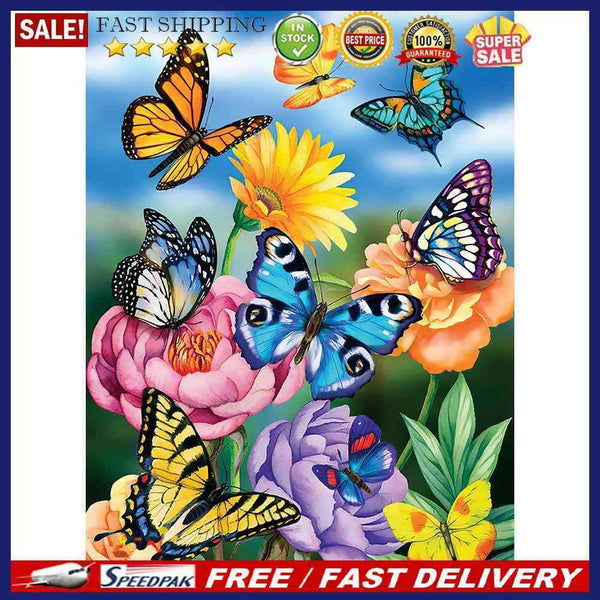 Digital Picture Butterflies Flowers Frameless Oil Painting By Number Handic