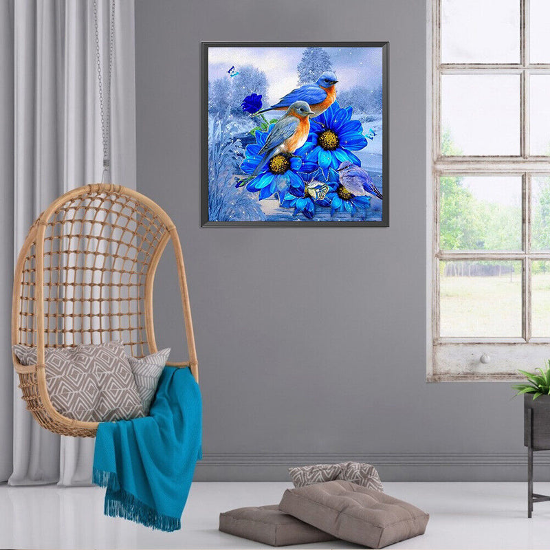 5D Diamond Painting Blue Flower Bird Partial Special Shape Drill DIY Crafts Sets