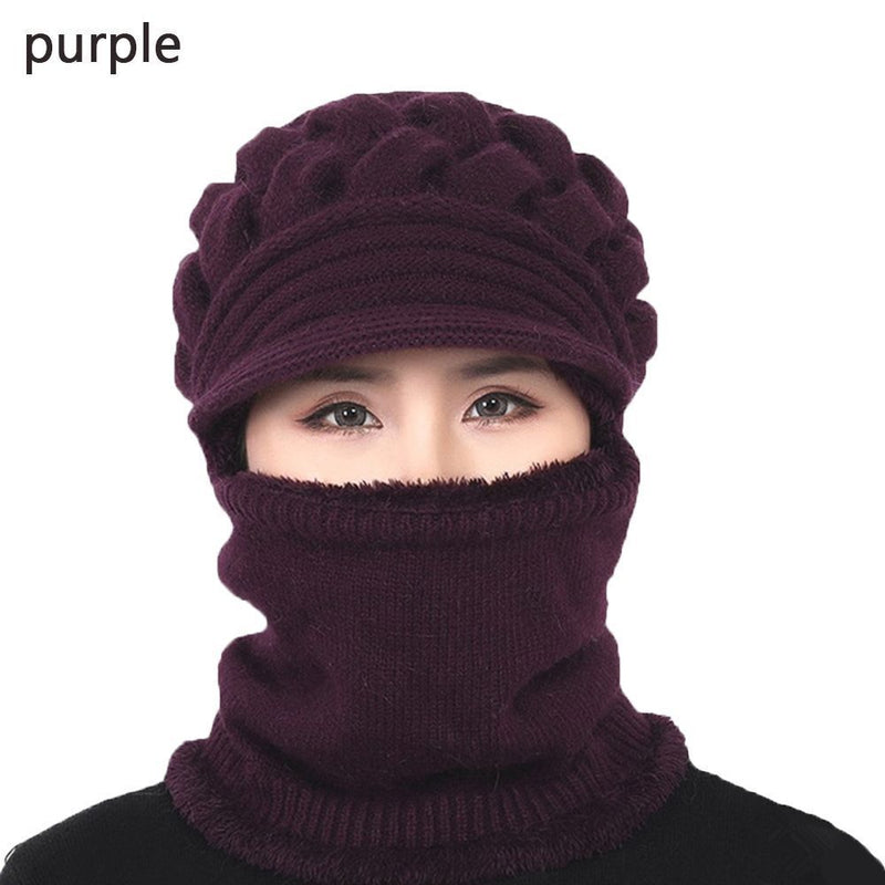 Windproof Plus Thickening Winter Hat Balaclava Beanies Scarf Cap Woolen Hat