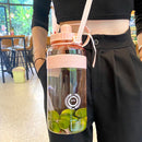Portable Women Summer Gym Water Bottle Straw Large Capacity (Pink 2000ml)