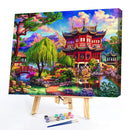 Building Backyard Frameless DIY Oil Paint by Numbers Kit Hand Painted Art