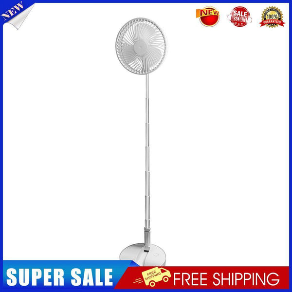 Folding Telescopic Floor Fan Summer Mute Student Desktop Table Fan (White)