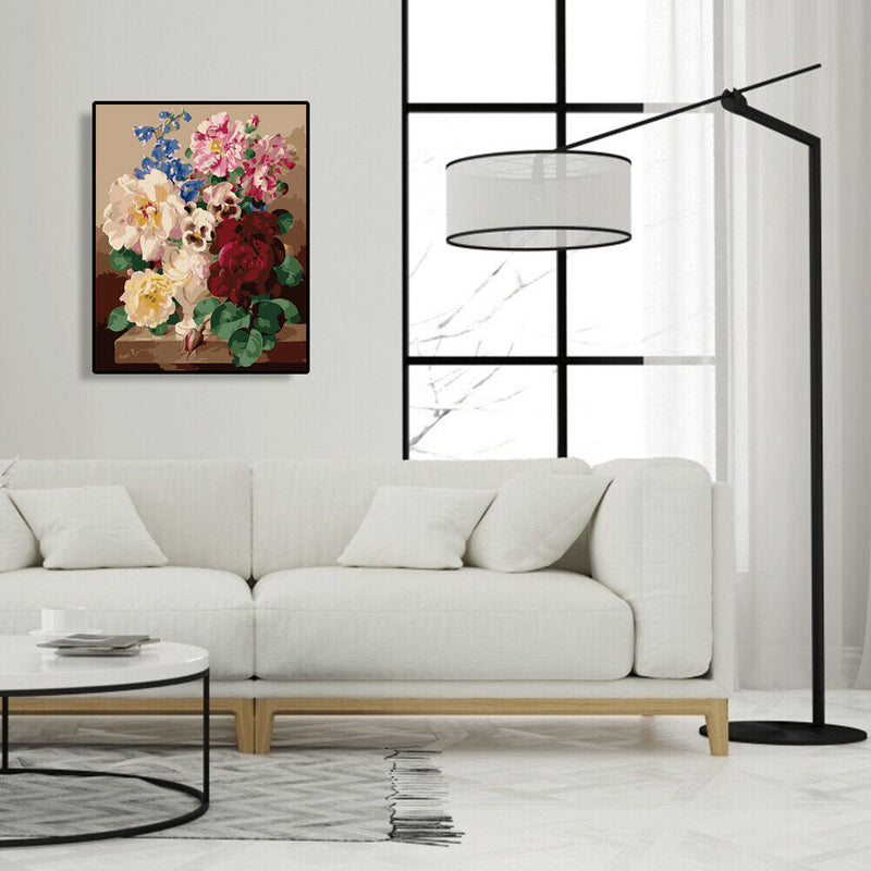 DIY Digital Oil Painting By Numbers Kits Colorful Flower Acrylic Color Drawing