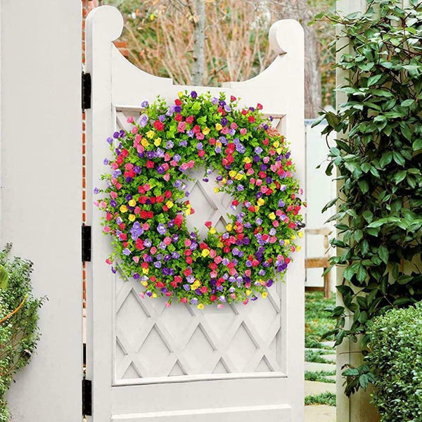 Farmhouse Colorful Cottage Wreath Spring-Summer Wreath Decor Hanging O6D9