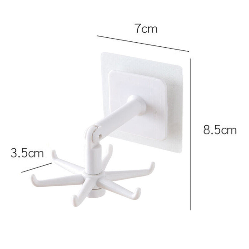 Rotated Kitchen Hooks Adhesive Wall Door Clothes Bag Hanger Racks (White) Newly