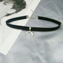 Women Crescent Moon Choker Necklace Gothic Pendant Statement Goth Necklace