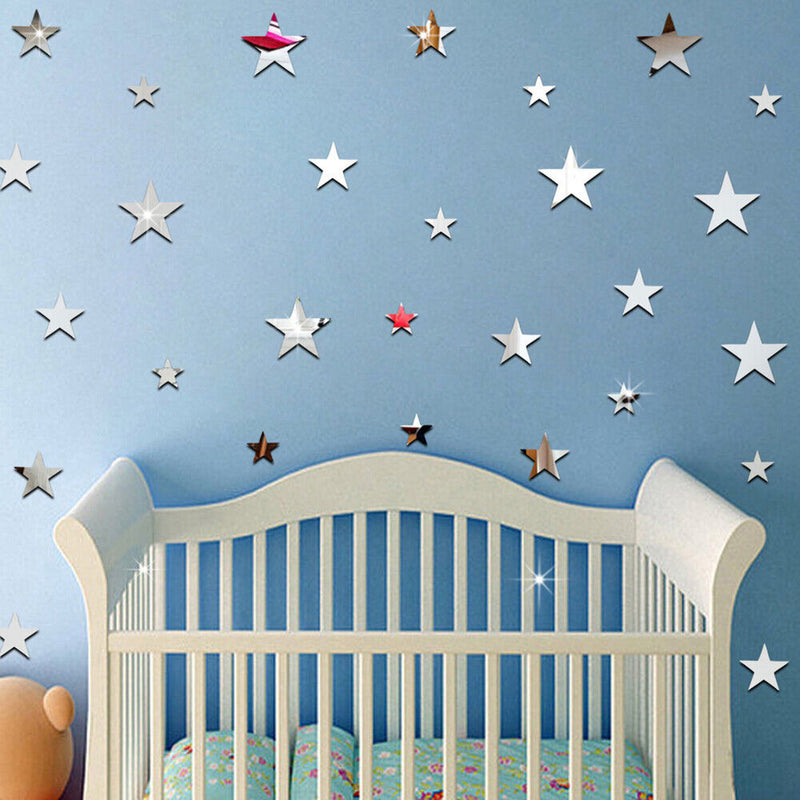 20pcs Cartoon Star Removable Mirrors Wall Stickers Children Room Wall Decor