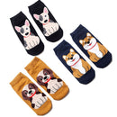 Casual Women Funny Art Cotton Ankle Socks Short Hosiery Cartoon Dog Pattern