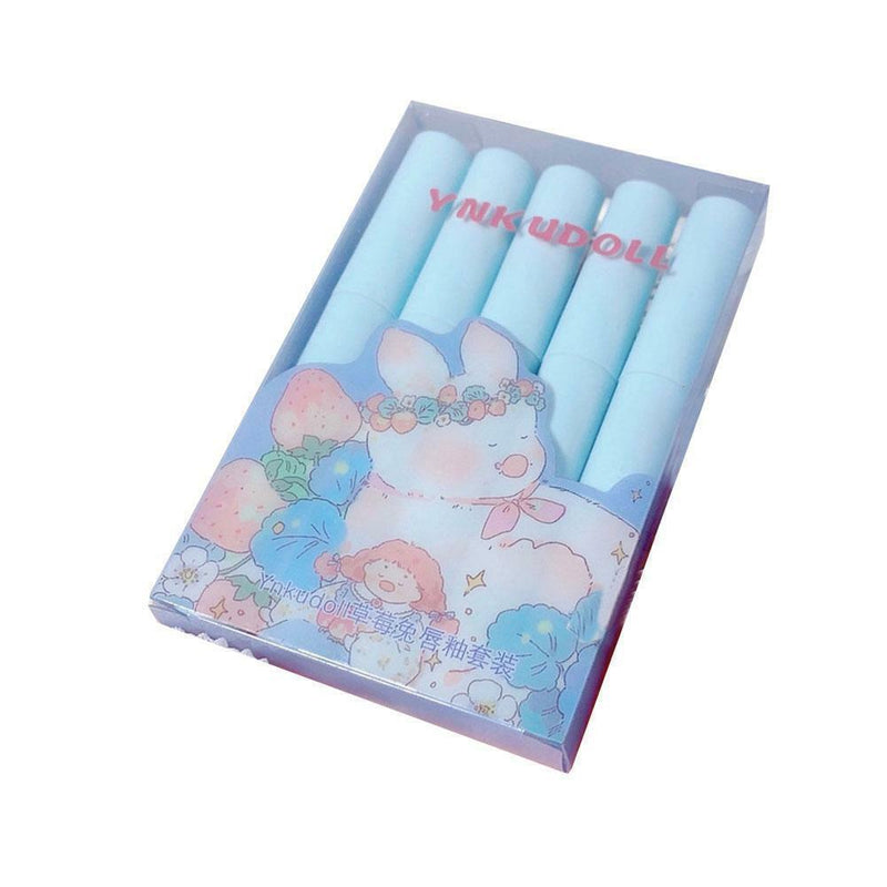 5 Pieces Lipstick Tint Set Matte Red Mint Green Mint Matte Blue Cosmetics F7I1