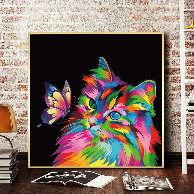 5D DIY Diamond Painting Kits Full Round Drill Colorful Cat Mosaic Picture