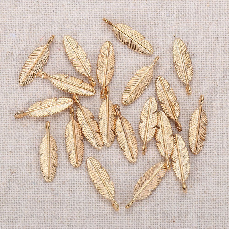 DIY Finding Jewelry Small Charm Bracelet Beads Feather Leaf Necklace Pendant