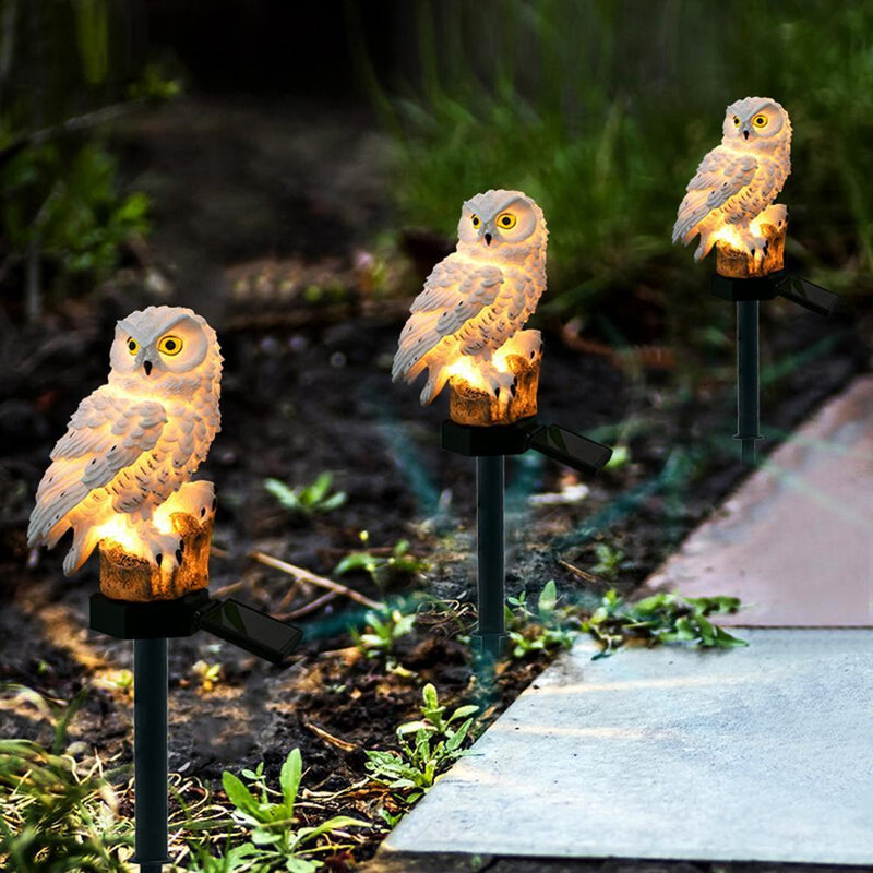 5pcs Solar Power LED Waterproof Garden Landscape Owl Lawn Ligh(Light Brown)