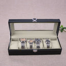 6 Slots Wrist Watch Display Case Box  Jewelry Storage Organizer With Cover