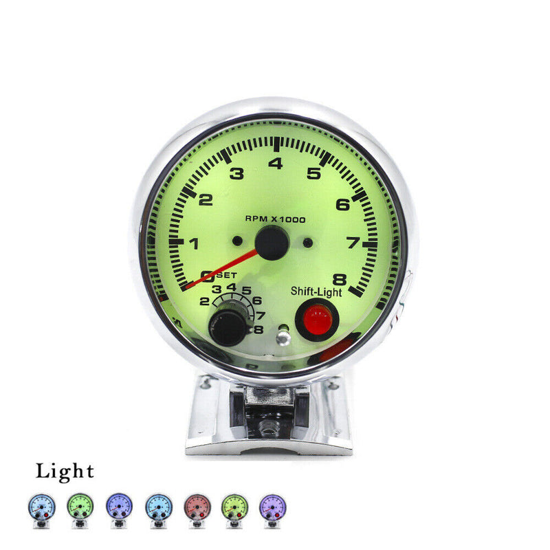 Universal Auto Car Tachometer Tacho Gauge 0~8000 RPM Meter 7 Colors Adjustable