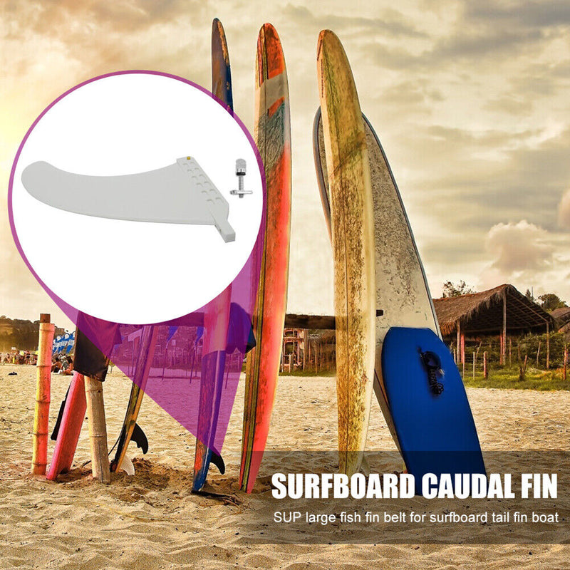 9in Surfing Tail Fin Removable Paddle Rudder Surfboard Stabilizer (White) Newly