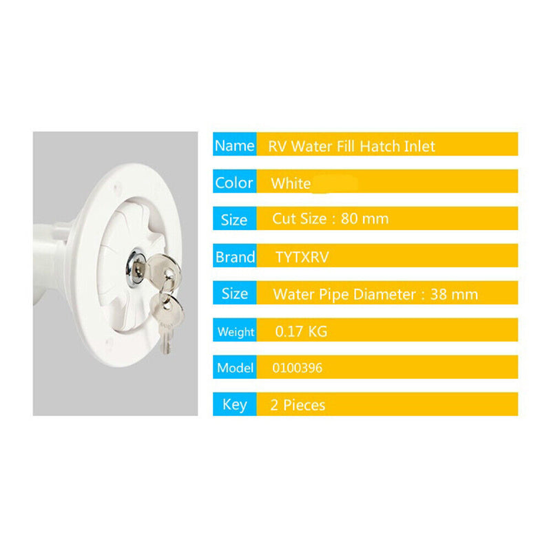 Gravity Fresh Water Fill Hatch Caravan Fillers Neck Trailer Tank Caps for C