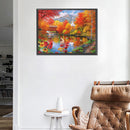 5D DIY Diamond Painting Autumn Lake Full Round Drill Mosaic Rhinestone Pict