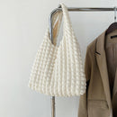 Fashion Bubble Flower Tote Bags Lady Pleated Cloud Shoulder Shopping Handbag