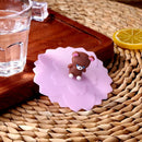 Transparent Cherry Cartoon Silicone Cup Cover Heatproof Reusable Lid (Bear)
