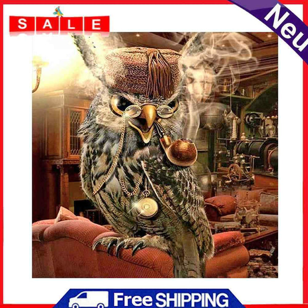 Frameless Owl in Cat Oil Paint By Numbers DIY Handmade Drawing On Canvas Kit