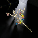 UEB Dancing Ballet Girls Ballerina Brooch Pins Clear AB Crystal Silvertone Fa