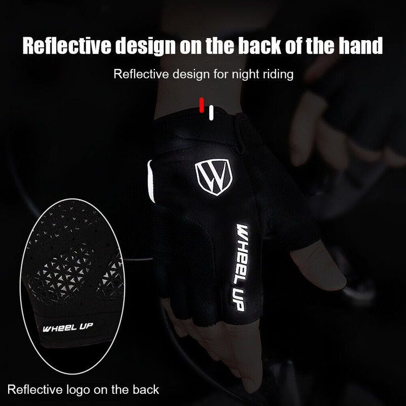 WHEEL UP Cycling Half Finger Gloves Sun Protection Sport Gloves (Black L) Newly
