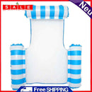 Striped Hammock & Armrest Pool Float Bed for Water Relaxing (Light Blue)