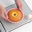 Silicone Cake Molds 6 inch Round Spiral Savoirin Pan Baking Tray (Pink A)