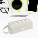 Large Capacity Pencil Case Bags Zipper Solid Stationery Box (Light Grey)