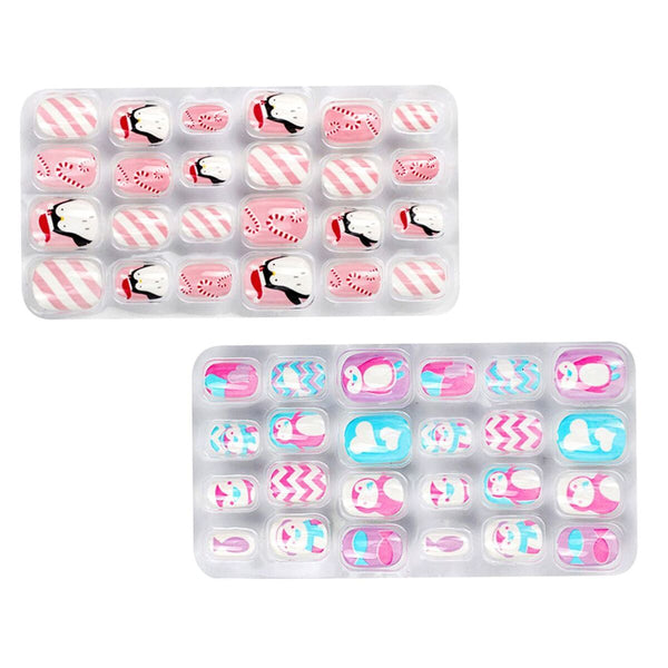 Design Halloween Christmas Full Cover Self Adhesive Kids False Nails Press On
