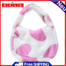 Women Soft Warm Plush Heart Pattern Handbags Female Travel Fluffy Underarm Bags