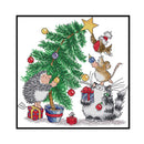 14CT Partial Cross Stitch Animal Christmas Tree Counted DIY Needlework Wall
