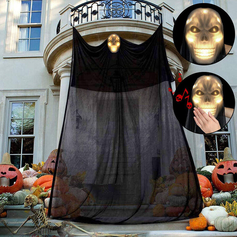 Hanging Luminous Ghost with Scary Voice Outdoor Halloween Specter Decor