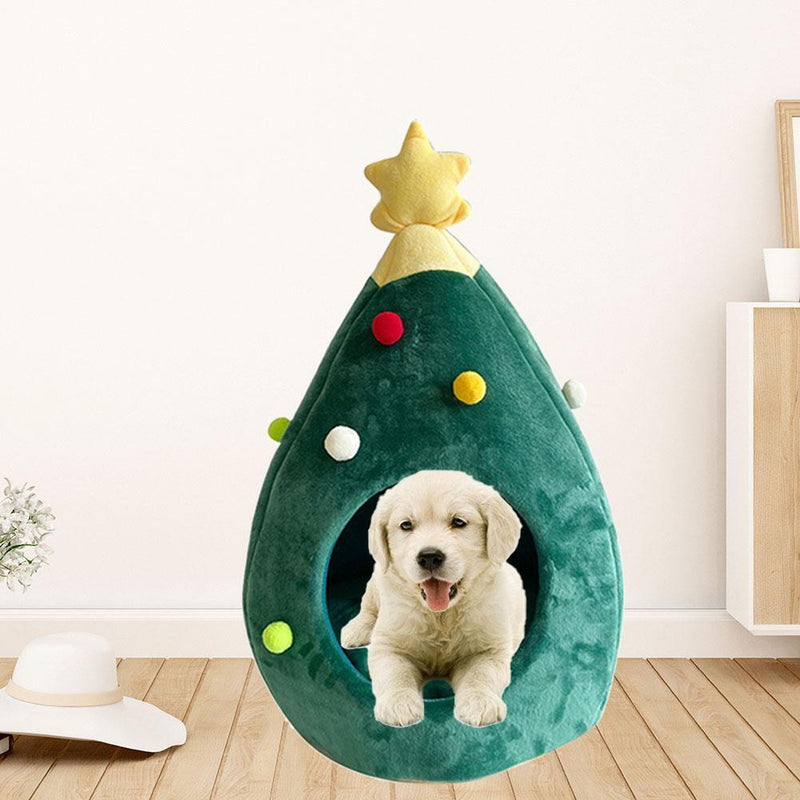 Xmas Tree Shape Pet Nest Winter Warm Kitten Cat House Sleeping Bed Pet Prod