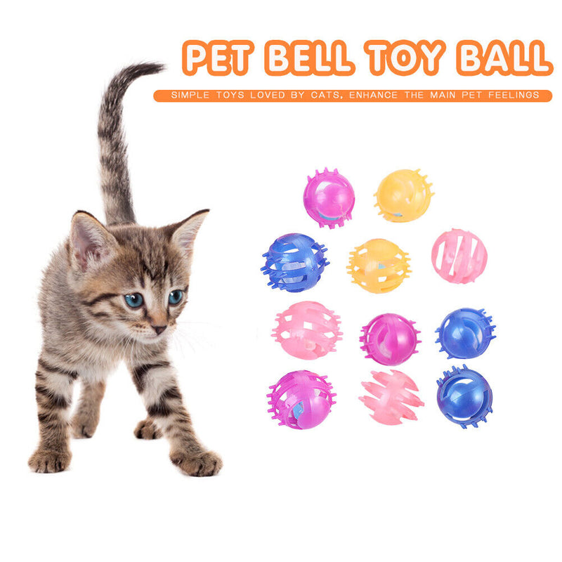 Pet Playing Hollowed Bell Toys Cat Teaser Kitten Scratch Rattle Ball Random