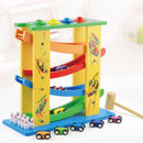 Wooden Children Interesting Three-in-one Track Car Glider Inertia Puzzle To