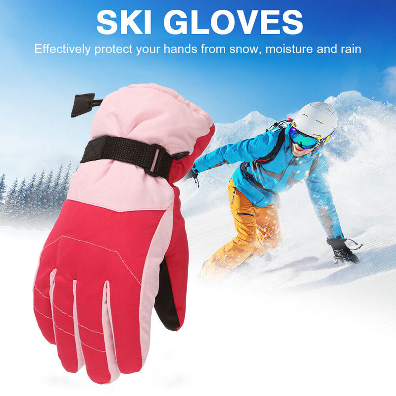 2pcs Kids Outdoor Thermal Ski Gloves Waterproof Thickened Full Finger Mittens