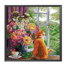 Partial Embroidery 14CT DIY Cat Flowers 2 Strands Kit Stamped Cross Stitch Craft