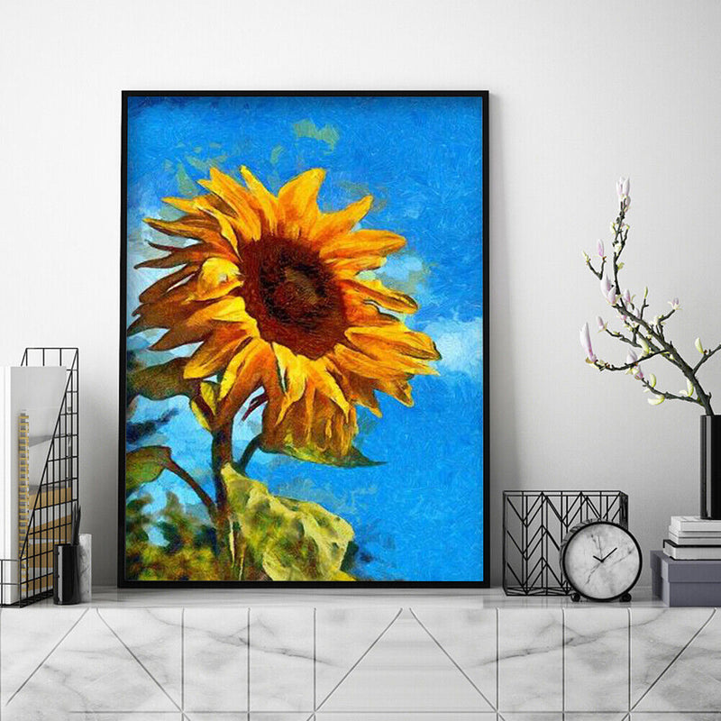 Yellow Sunflower Colouring Oil Canvas DIY Hand Painted Paint By Numbers Gift Kit