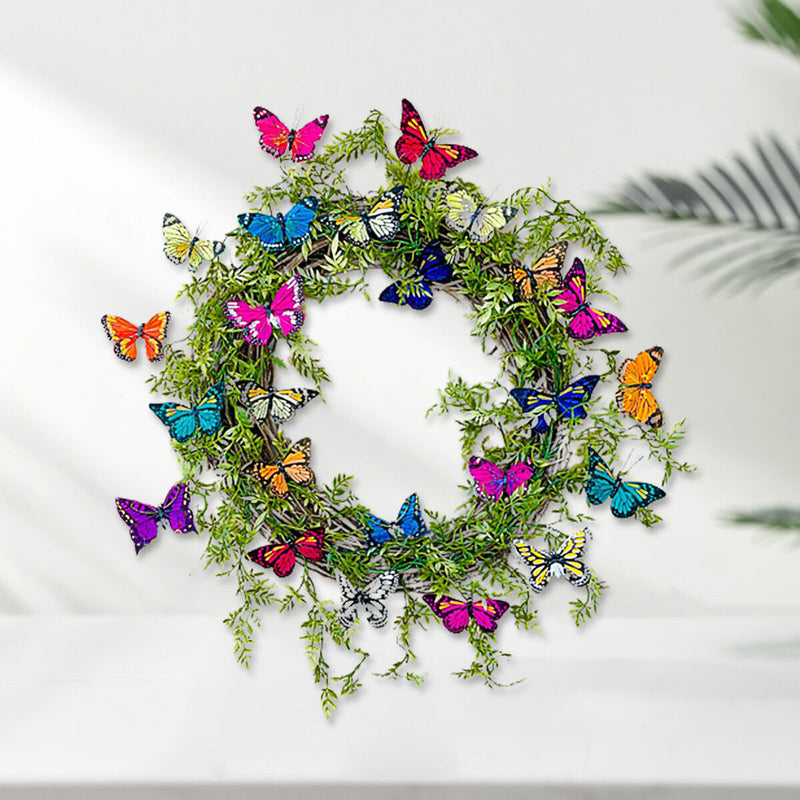 Artificial Wreath Multicolored Butterfly Fluttering in The Wind Hanging Garland