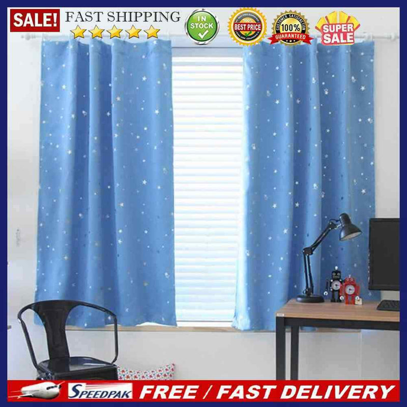 Full Blackout Shading Stars Bedroom Balcony Curtains Hook Grommet Purdah(3)