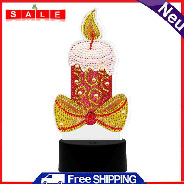 DIY Special Shape Drill Diamond Painting LED Christmas Lamp for Kids Gift Candle